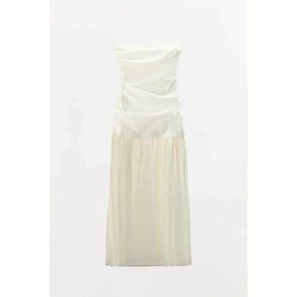NWT ZARA COMBINATION STRAPLESS MIDI DRESS - Picture 11 of 12